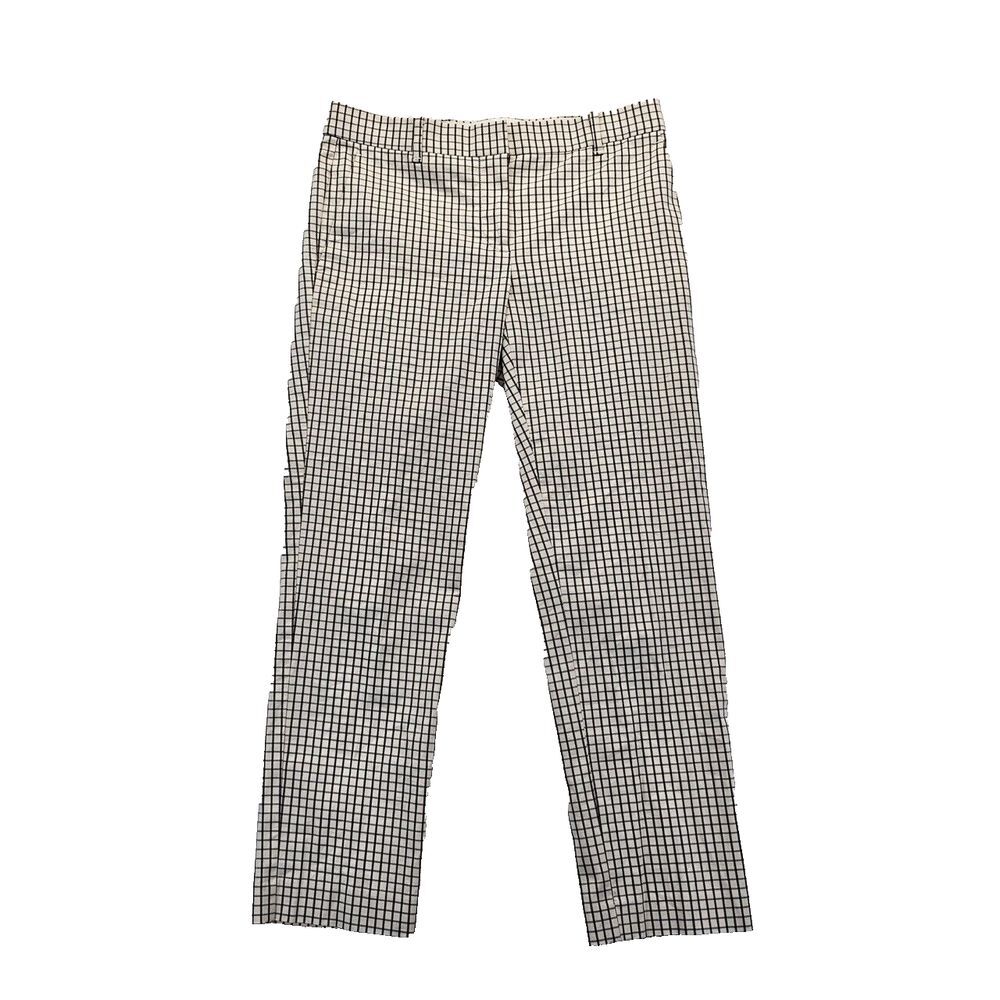 Ann Taylor Pants Womens 2 Black White Window Pane Straight Ankle Mid Rise EUC